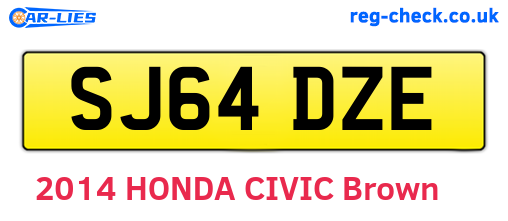SJ64DZE are the vehicle registration plates.