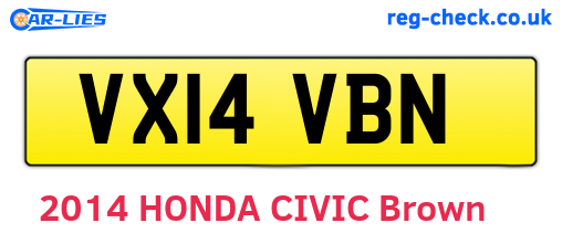 VX14VBN are the vehicle registration plates.