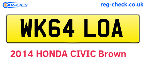 WK64LOA are the vehicle registration plates.