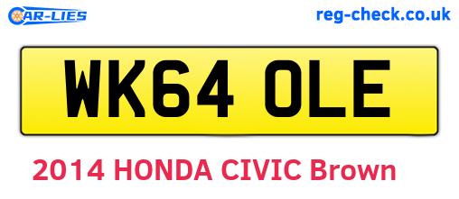 WK64OLE are the vehicle registration plates.