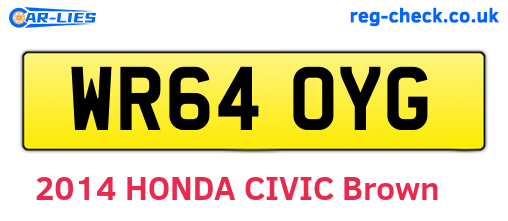 WR64OYG are the vehicle registration plates.