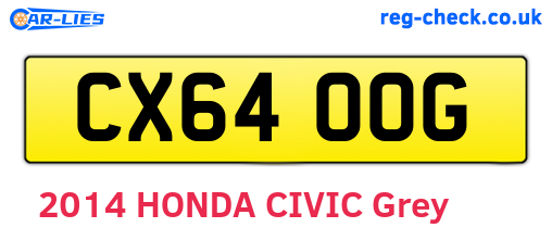 CX64OOG are the vehicle registration plates.