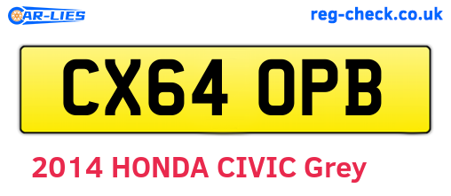 CX64OPB are the vehicle registration plates.