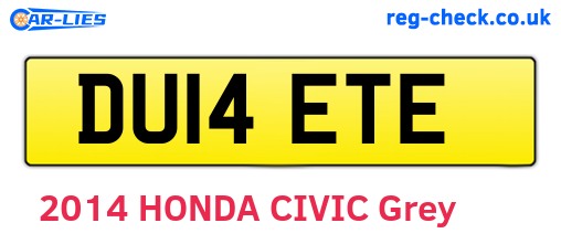 DU14ETE are the vehicle registration plates.