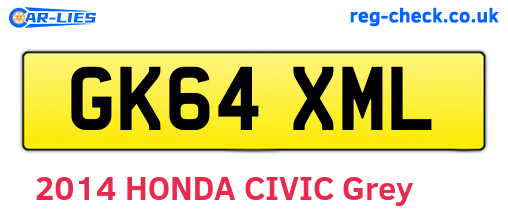 GK64XML are the vehicle registration plates.