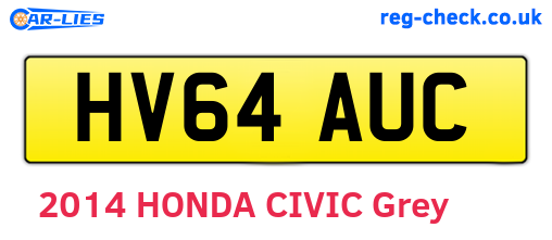 HV64AUC are the vehicle registration plates.