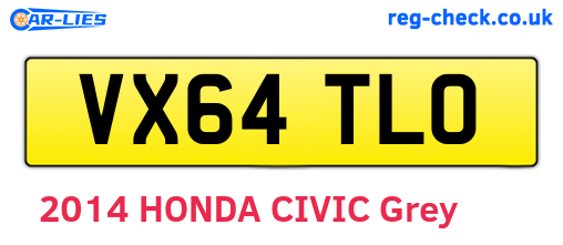 VX64TLO are the vehicle registration plates.