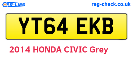 YT64EKB are the vehicle registration plates.