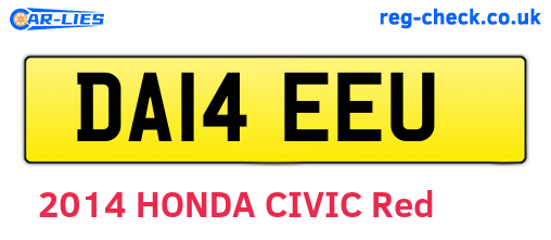 DA14EEU are the vehicle registration plates.
