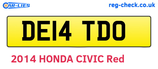DE14TDO are the vehicle registration plates.