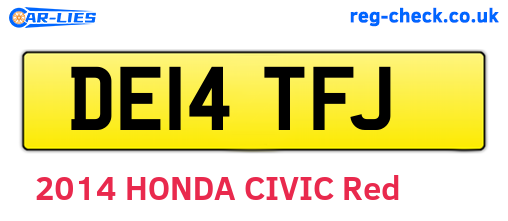 DE14TFJ are the vehicle registration plates.
