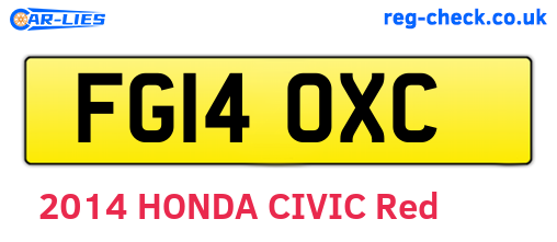 FG14OXC are the vehicle registration plates.