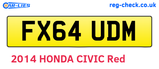 FX64UDM are the vehicle registration plates.