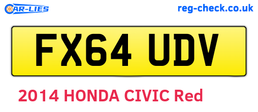 FX64UDV are the vehicle registration plates.