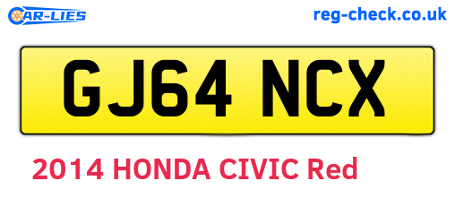 GJ64NCX are the vehicle registration plates.