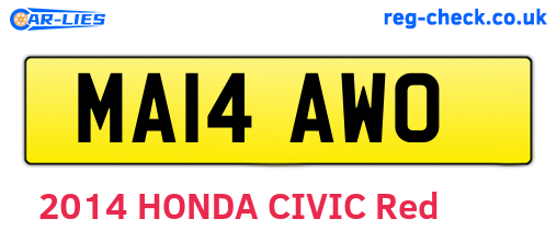 MA14AWO are the vehicle registration plates.