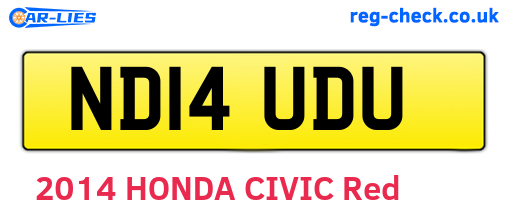 ND14UDU are the vehicle registration plates.