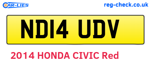 ND14UDV are the vehicle registration plates.