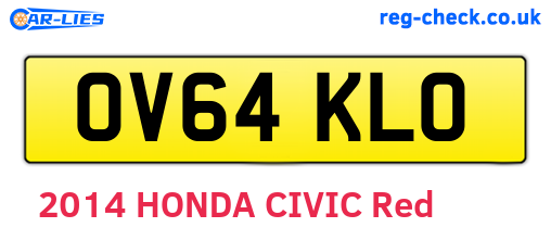 OV64KLO are the vehicle registration plates.