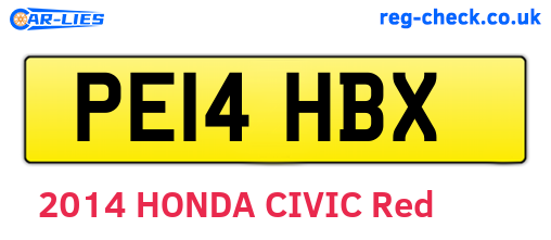 PE14HBX are the vehicle registration plates.