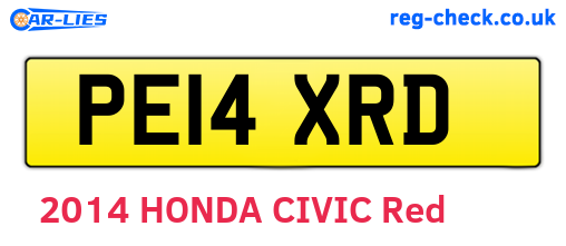 PE14XRD are the vehicle registration plates.