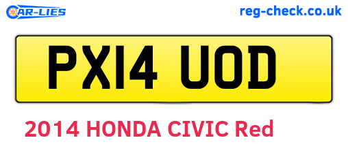 PX14UOD are the vehicle registration plates.