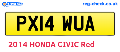 PX14WUA are the vehicle registration plates.