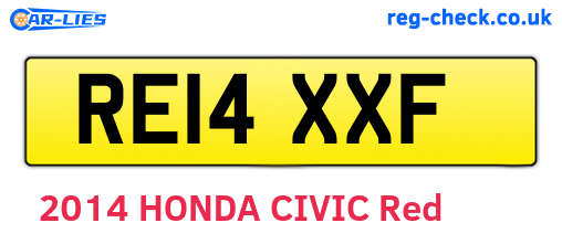 RE14XXF are the vehicle registration plates.