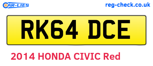 RK64DCE are the vehicle registration plates.