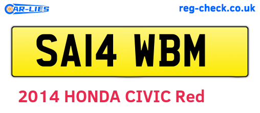 SA14WBM are the vehicle registration plates.