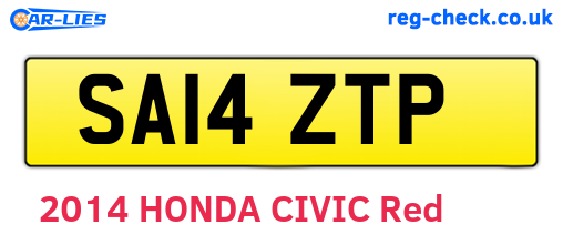 SA14ZTP are the vehicle registration plates.