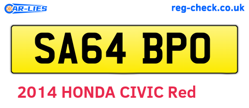 SA64BPO are the vehicle registration plates.