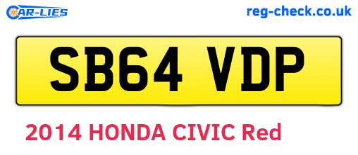 SB64VDP are the vehicle registration plates.