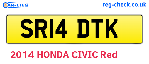 SR14DTK are the vehicle registration plates.