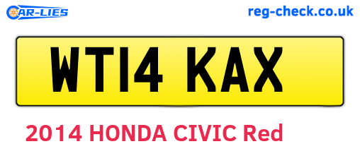 WT14KAX are the vehicle registration plates.