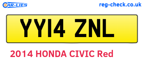 YY14ZNL are the vehicle registration plates.
