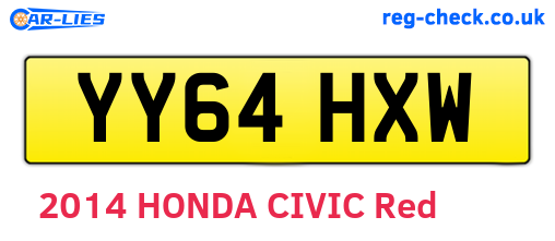 YY64HXW are the vehicle registration plates.