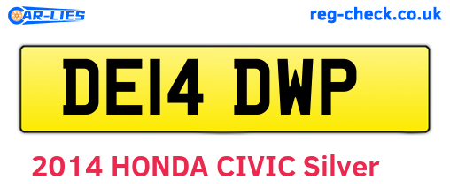 DE14DWP are the vehicle registration plates.
