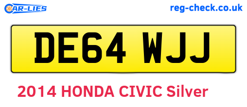 DE64WJJ are the vehicle registration plates.