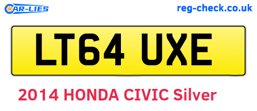 LT64UXE are the vehicle registration plates.
