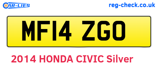 MF14ZGO are the vehicle registration plates.