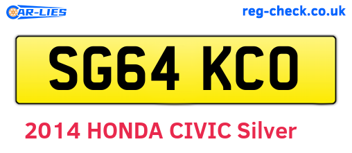 SG64KCO are the vehicle registration plates.
