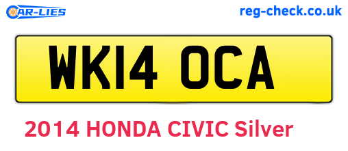 WK14OCA are the vehicle registration plates.