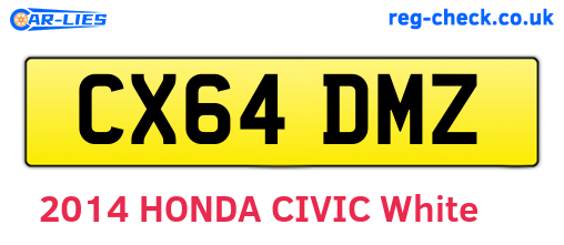 CX64DMZ are the vehicle registration plates.