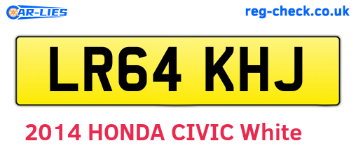 LR64KHJ are the vehicle registration plates.