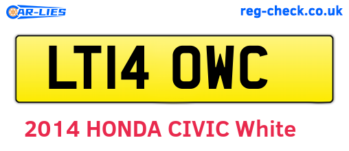 LT14OWC are the vehicle registration plates.