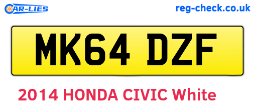 MK64DZF are the vehicle registration plates.