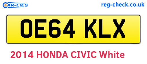 OE64KLX are the vehicle registration plates.