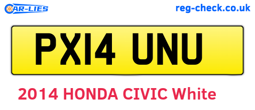 PX14UNU are the vehicle registration plates.