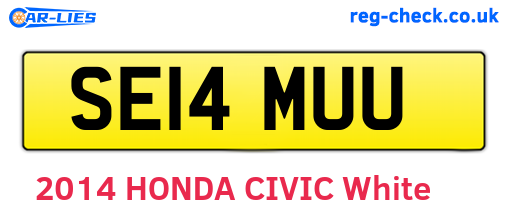 SE14MUU are the vehicle registration plates.